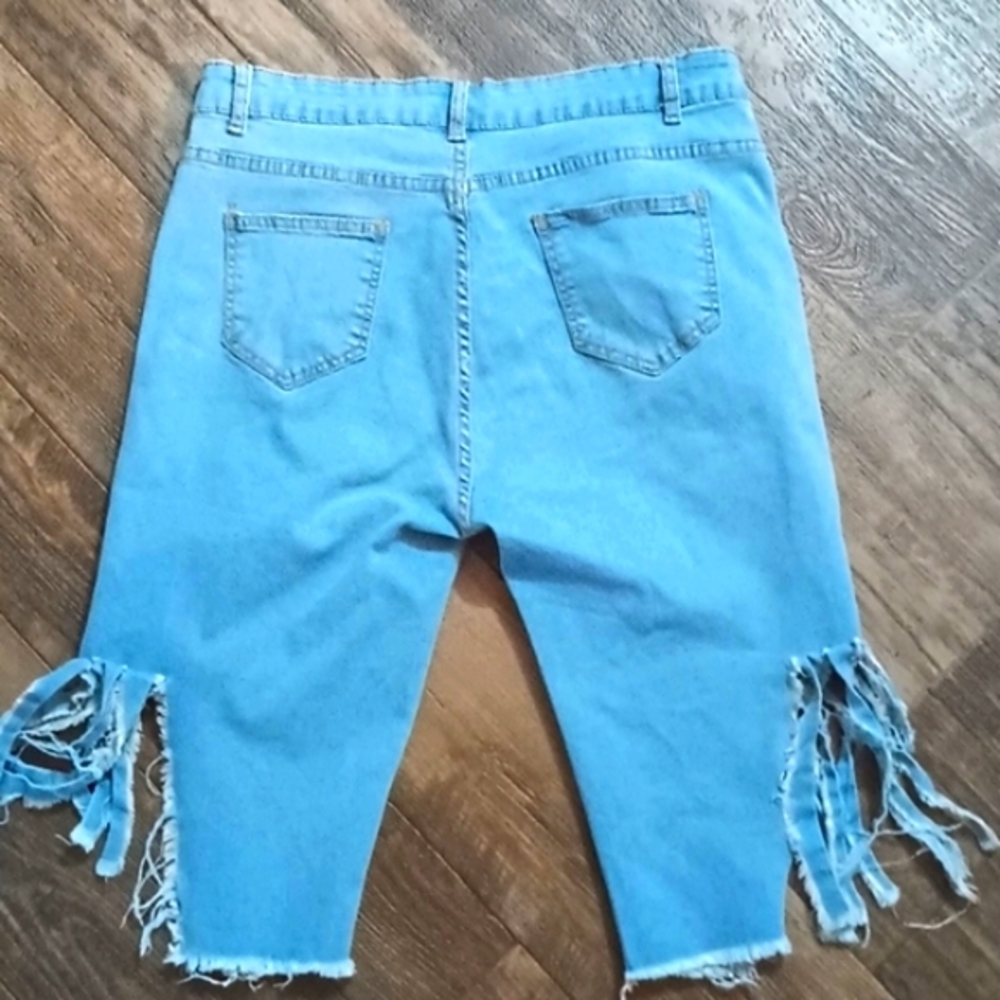 Savage Custom Distressed Bermuda Knee Shorts - Picture 8 of 16